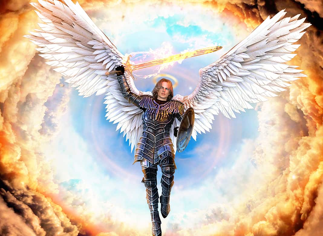 bigstock Archangel Michael With Flamin 306831679