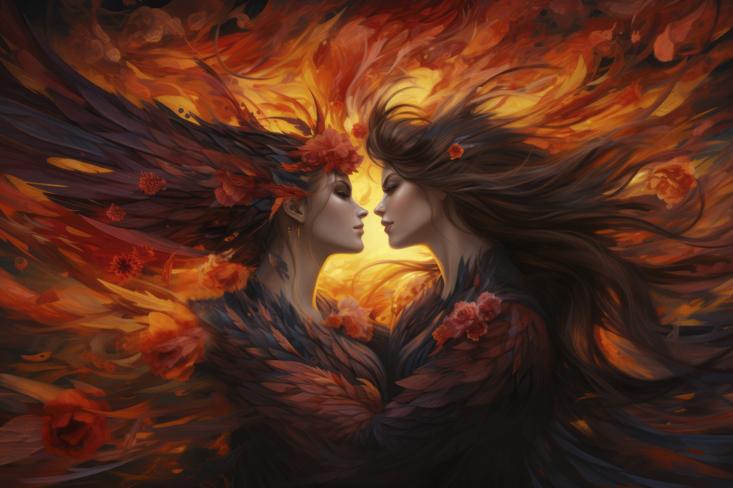 angel number 444 - fantasy style couple being love.