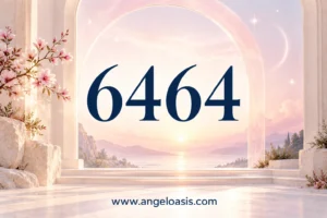 6464 angel number above a softly lit archway, symbolizing care, balance and steady foundations