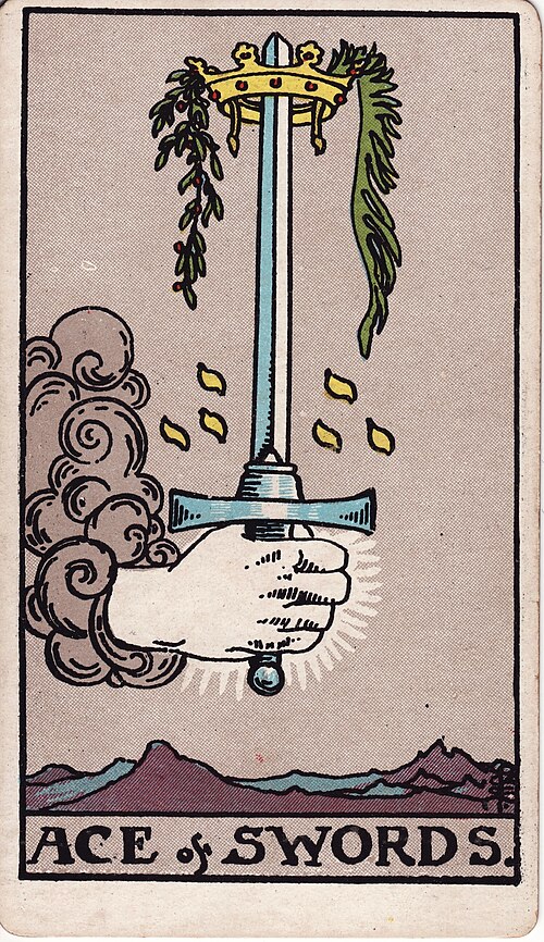 Ace of Swords Meaning: Love, Career, and Reversed 1 Ace of Swords tarot card, illustrated by Pamela Colman Smith in the original Rider–Waite–Smith deck