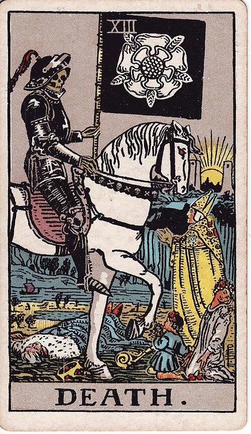 Death Tarot Card Meaning: Transformation, Love & Career 1 Death tarot card, illustrated by Pamela Colman Smith in the original Rider–Waite–Smith deck