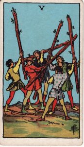 Tarot Card Meanings: All 78 Cards 27 Five of Wands tarot card