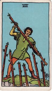 Tarot Card Meanings: All 78 Cards 29 Seven of Wands tarot card