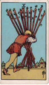 Tarot Card Meanings: All 78 Cards 32 Ten of Wands tarot card