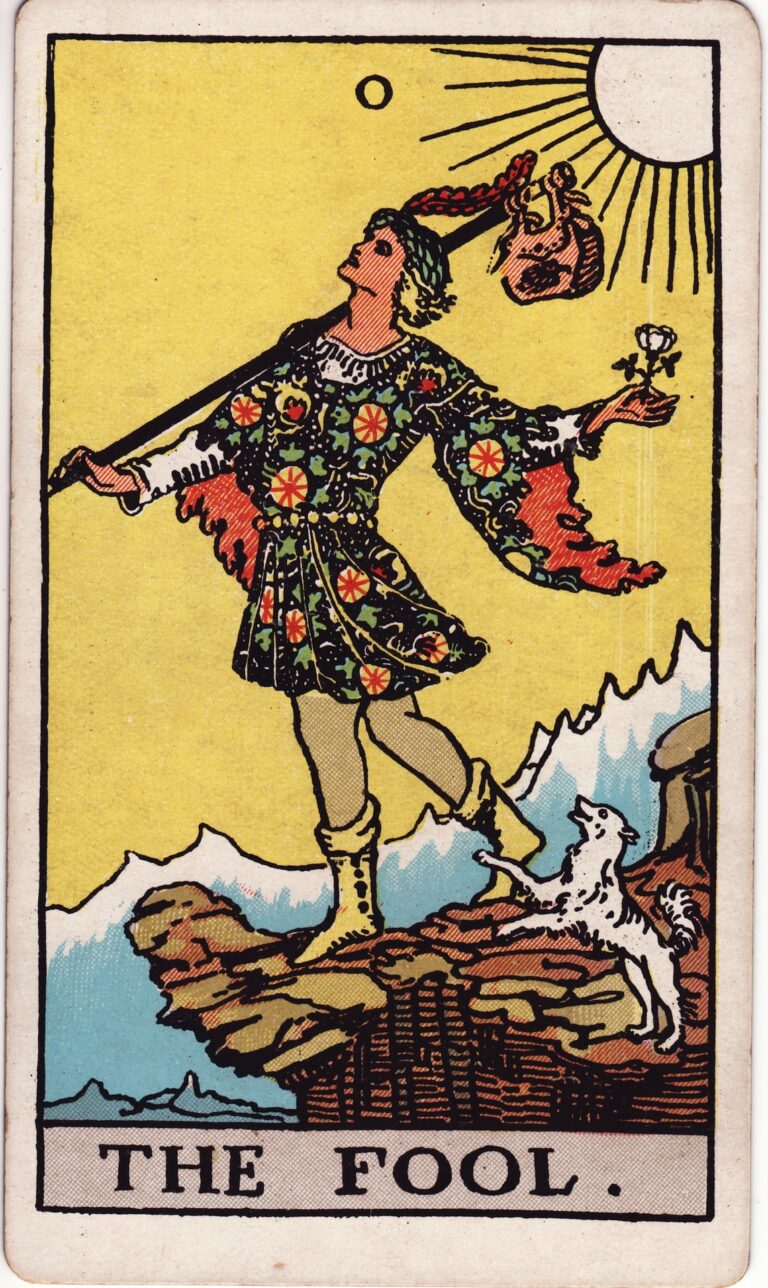 The Fool Tarot Card Meaning: Love, Career & Reversed 1 The Fool tarot card, illustrated by Pamela Colman Smith in the original Rider–Waite–Smith deck