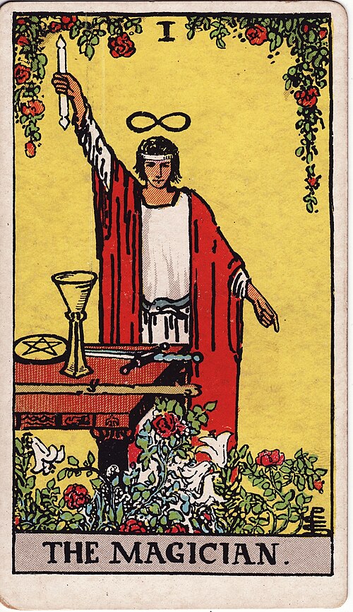 The Magician Tarot Card Meaning: Upright & Reversed 1 The Magician tarot card, illustrated by Pamela Colman Smith in the original Rider–Waite–Smith deck